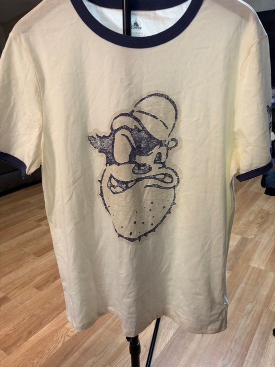 Disney Other - Disney Parks Peg Leg Pete Ringer T-Shirt Cream Navy Blue Crew Neck Ptp is 20